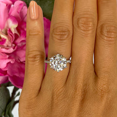 5.25 ctw 6 Prong Round Accented Ring, 30% Final Sale