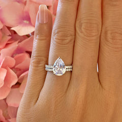 3.25 ctw Pear Accented Solitaire Set