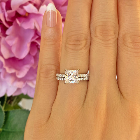 2 ctw Radiant Accented Solitaire Ring