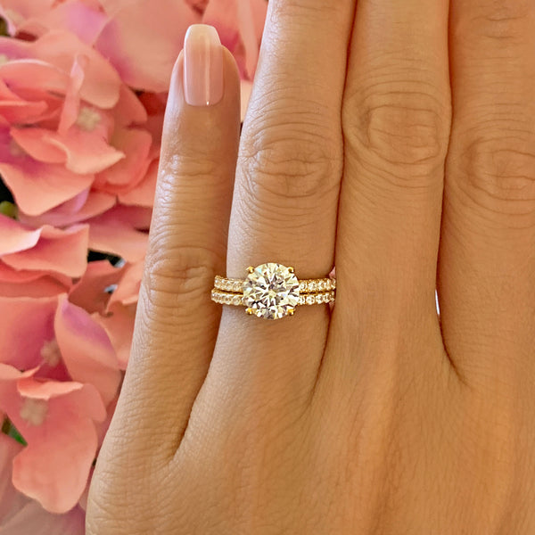 2.25 ctw Round Accented Solitaire Set - Yellow GP