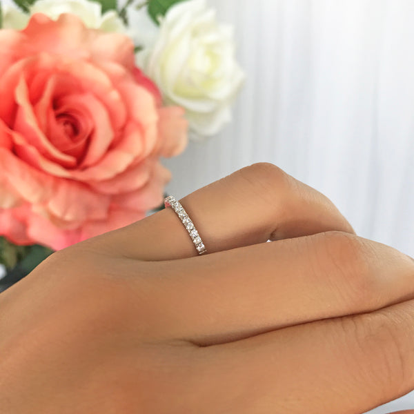 Classic Half Eternity Band - 10k Solid White Gold