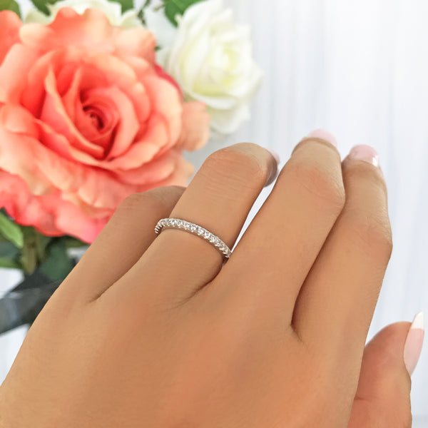 Classic Half Eternity Band - 10k Solid White Gold