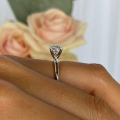 1 ct Classic V Style 4 Prong Solitaire Ring - 10k White Gold