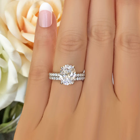 2 ctw Pear Accented Solitaire Set