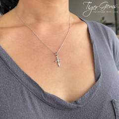 4 Stone Small Cross Necklace