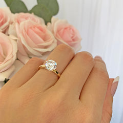 2 ct 4 Prong Solitaire Ring - 10k Solid Yellow Gold, Sz  9