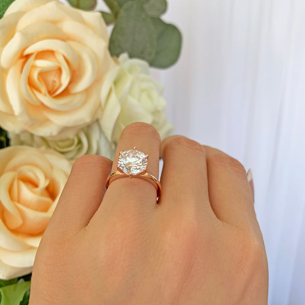 3 ct 6 Prong Stacking Solitaire Ring - Rose GP, 30% Final Sale