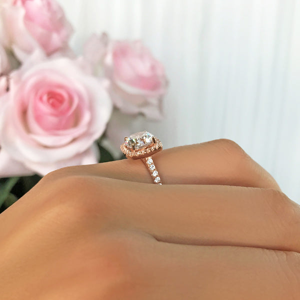 2.25 ctw Square Halo Ring - 10k Solid Rose Gold, Sz 5