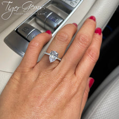 3.25 ctw Pear Accented Solitaire Ring - 10k Solid White Gold