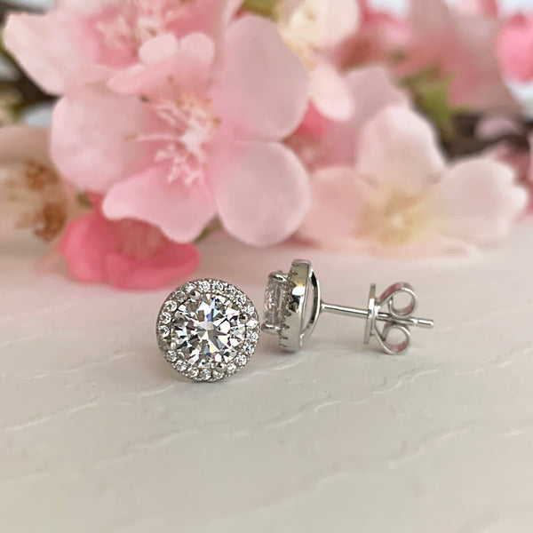 2 ctw Round Halo Stud Earrings