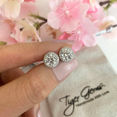 2 ctw Round Halo Stud Earrings