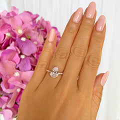 3.25 ctw Pear Accented Solitaire Ring - Rose GP