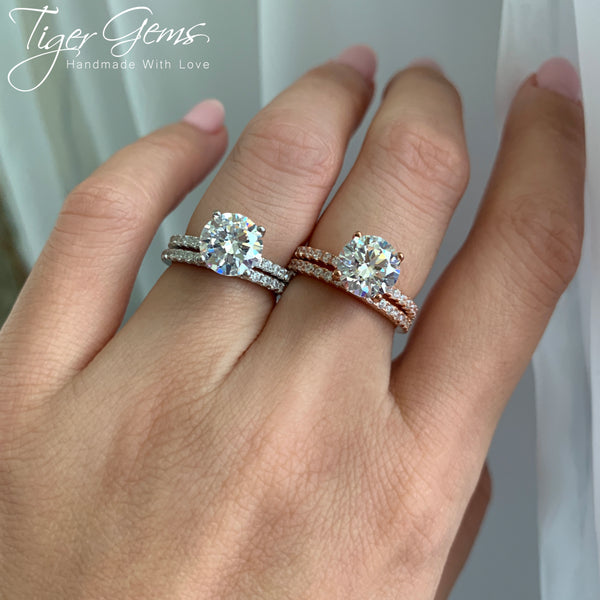 2.25 ctw Round Accented Solitaire Set - Rose Gold 4