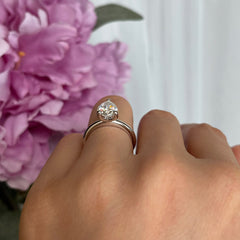 2 ct Pear V Style Solitaire Ring - 10k Solid White Gold, Sz 4-9