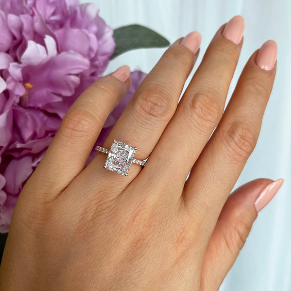 3.75 ctw Radiant Accented Solitaire Ring - Rose GP