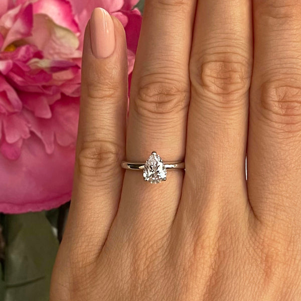 1.2 ct Pear V Style Solitaire Ring