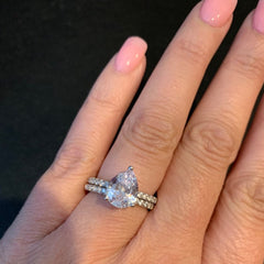 2 ctw Pear Accented Solitaire Set