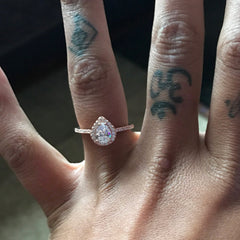 1 ctw Pear Halo Ring - Rose GP