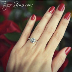 3.25 ctw Round Accented Solitaire Ring - 10k Solid White Gold