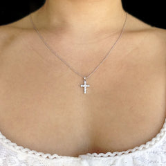 1/3 ctw Dainty 11 Stone Cross Necklace