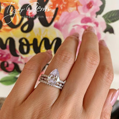 3.25 ctw Pear Accented Solitaire Set