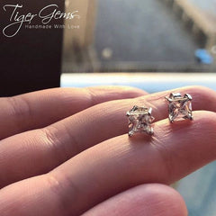 1.5 ctw Princess Cut Earrings