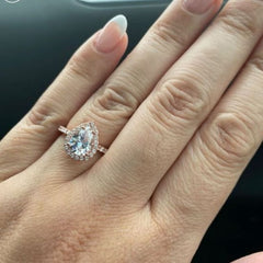 2.5 ctw Pear Halo Ring - Rose GP