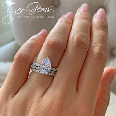 3.25 ctw Pear Accented Solitaire Set