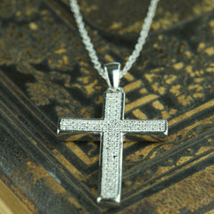 Micropave Large Cross Necklace