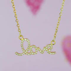 Cursive Love Necklace - Yellow GP, 50% Final Sale
