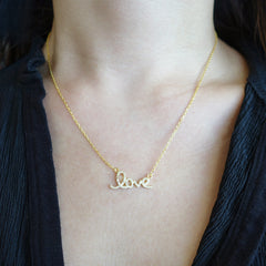 Cursive Love Necklace - Yellow GP, 50% Final Sale