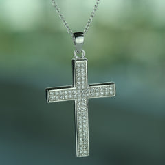 Micropave Large Cross Necklace