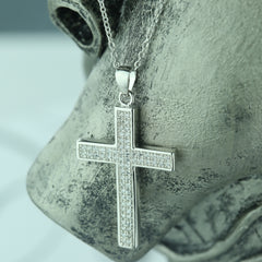 Micropave Large Cross Necklace