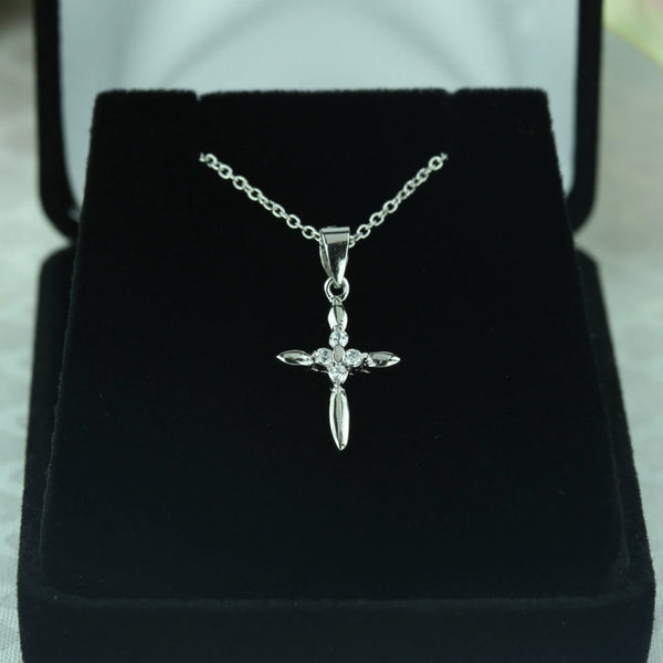 4 Stone Small Cross Necklace