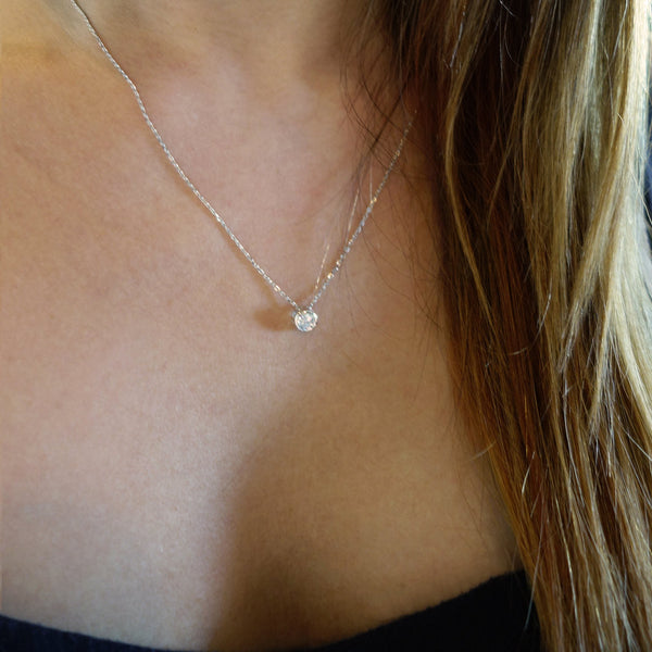 Diamond Solitaire Bezel Necklace 1CT / 14k Gold Diamond Necklace / Dainty  Diamond Necklace/ Floating Diamond / Delicate Diamond Necklace - Etsy