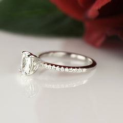 3/4 ctw Oval Accented Solitaire Ring