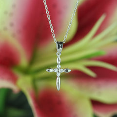 4 Stone Small Cross Necklace