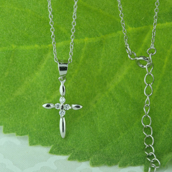 4 Stone Small Cross Necklace