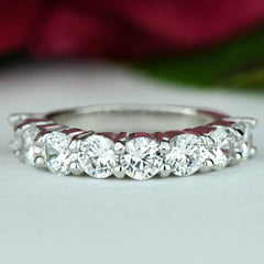 2 ctw Half Eternity Band - 10k Solid White Gold