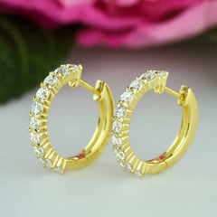 1.5 ctw Hoop Earrings -Yellow GP