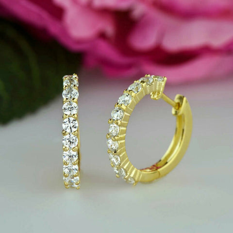 4 ctw 4 Prong Stud Earrings - 10k Solid Yellow Gold