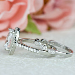 3.25 ctw Art Deco Oval Halo Set