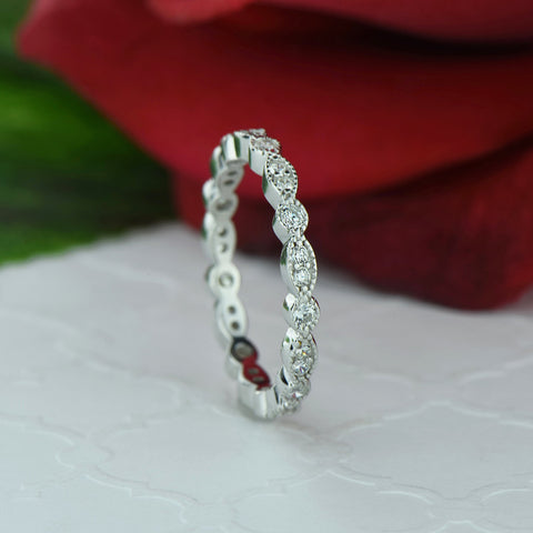 2 ctw Half Eternity Band - 10k Solid White Gold - Sz 8 or 10