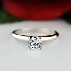 1/2 ct Solitaire Ring - 14k White Gold, Sz 5-7